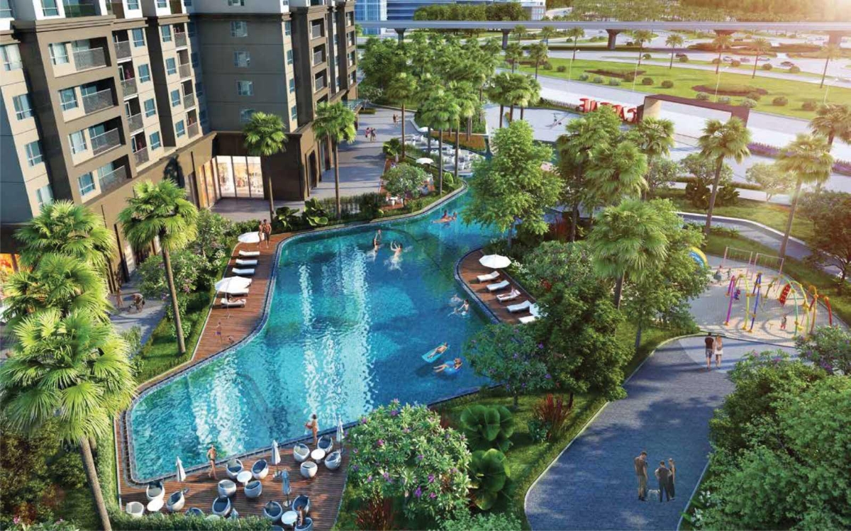 Kh&ocirc;ng gian sống xanh của t&ograve;a C2 D&rsquo;Capitale.