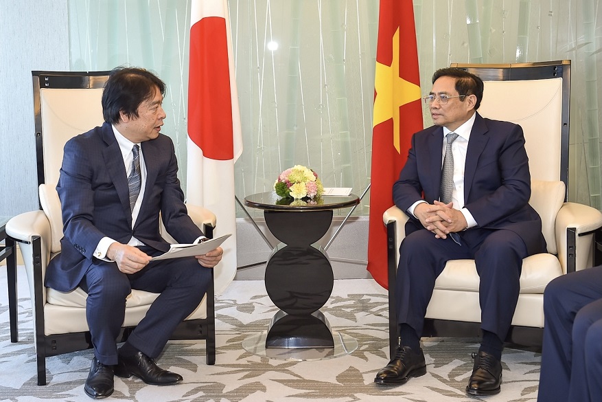 Thủ tướng Phạm Minh Chính tiếp ông Kibe Kazunari, Giám đốc Đại diện, Chủ tịch kiêm CEO Công ty INFRONEER. Ảnh:VGP.