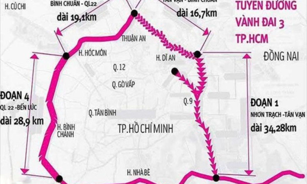 Các địa phương TP.HCM, Bình Dương, Đồng Nai và Long An kiến nghị bổ trí 83.290 tỷ đồng từ ngân sách để làm đường Vành đai 3.