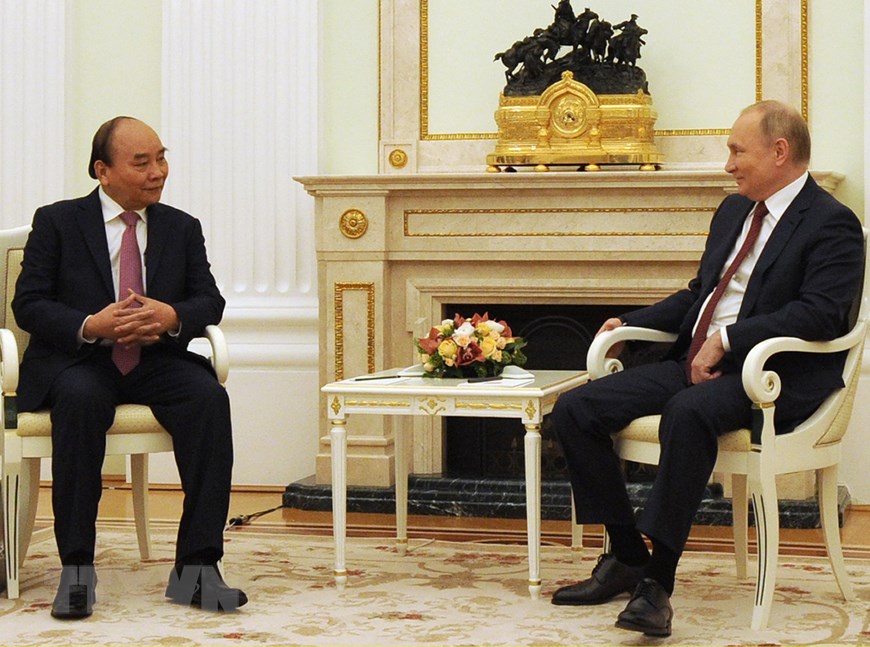 Chủ tịch nước Nguyễn Xuân Phúc và Tổng thống Liên bang Nga Vladimir Putin - Ảnh: TTXVN