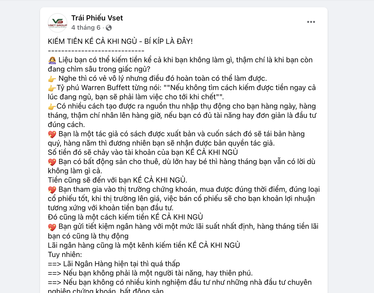 Lời mời chào mua trái phiếu của VSETGroup.