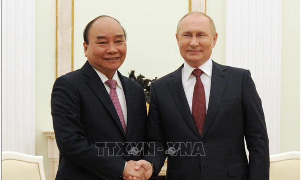 Chủ tịch nước Nguyễn Xuân Phúc hội đàm Tổng thống Liên bang Nga Vladimir Putin. Ảnh: TTXVN.
