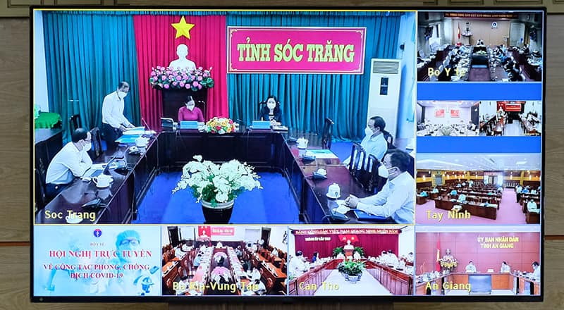 Cuộc họp trực tuyến giữa Bộ Y tế với c&aacute;c tỉnh ph&iacute;a Nam.
