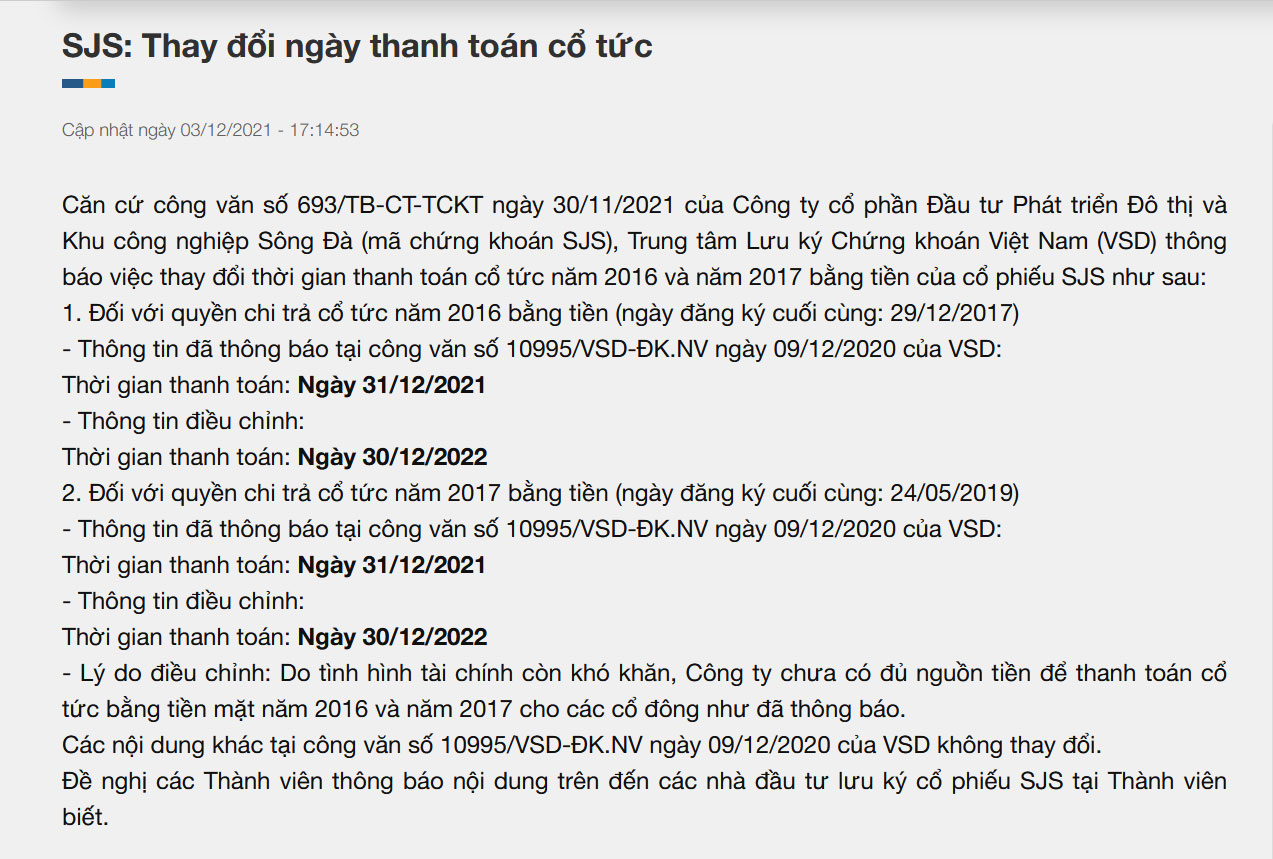 Th&ocirc;ng b&aacute;o của VSD.