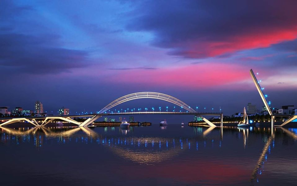 Phối cảnh cầu Thủ Thiêm 4 nối liền trung tâm Quận 2 và trung tâm quận 7.
