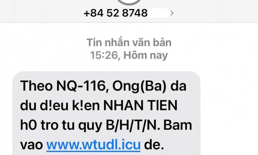 Người dân cần nâng cao cảnh giác, không làm theo hướng dẫn khi nhận tin nhắn SMS có nội dung không rõ ràng.