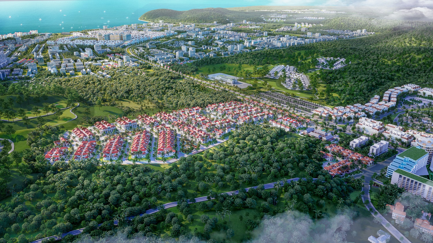 Sun Tropical Village là dự án tiên phong cho xu hướng bất động sản chăm sóc sức khỏe tại Phú Quốc. Ảnh phối cảnh minh họa.