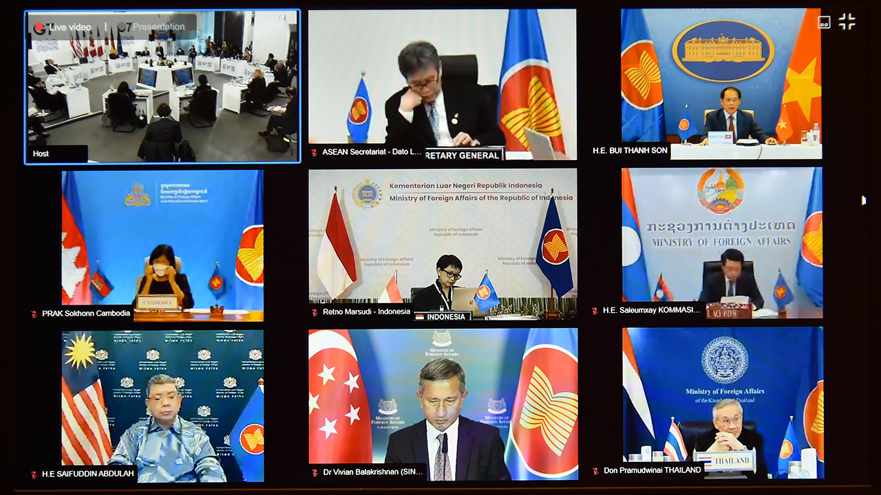 Các nước G7 khẳng định ủng hộ vai trò trung tâm của ASEAN, nhấn mạnh coi trọng quan hệ với ASEAN - Ảnh: Bộ Ngoại giao