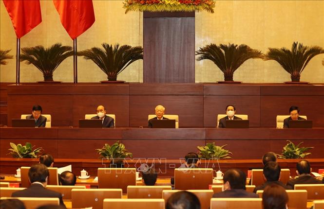 Tổng Bí thư Nguyễn Phú Trọng nhấn mạnh quan điểm “quyết tâm xây dựng và phát triển một nền đối ngoại và ngoại giao Việt Nam hiện đại, mang đậm bản sắc dân tộc và trường phái ngoại giao cây tre Việt Nam” - Ảnh: TTXVN