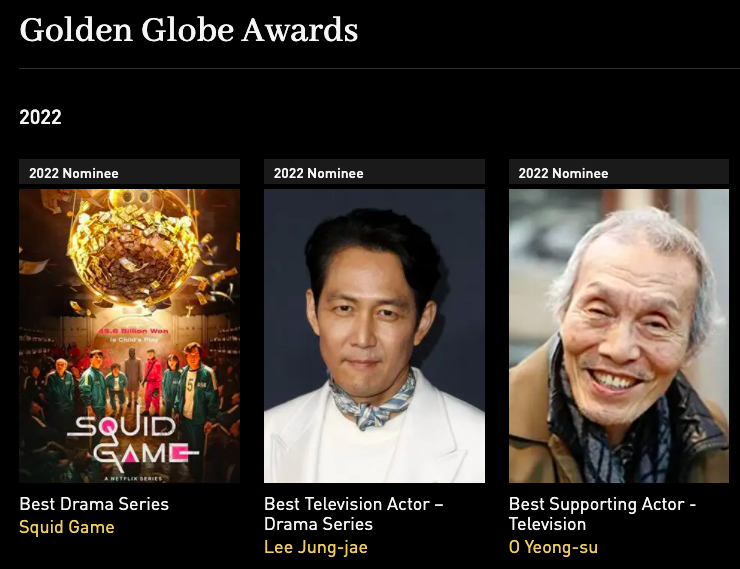 Squid Game khiến kh&aacute;n giả ch&acirc;u &Aacute; nức l&ograve;ng khi được đề cử cho 3 hạng mục tại lễ trao giải năm nay.