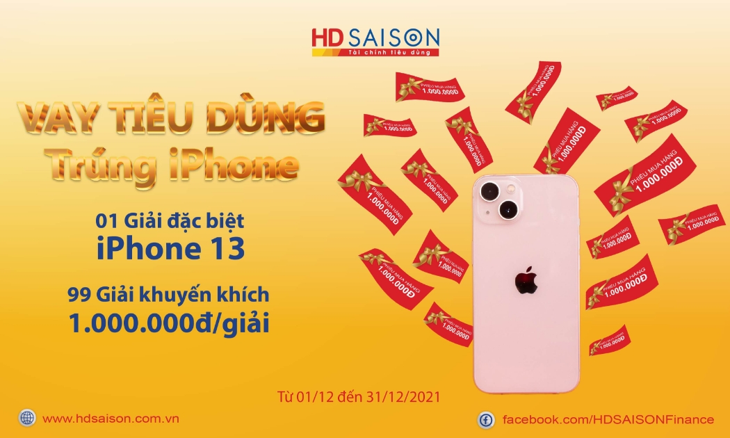 Nhận ngay iPhone 13 khi vay tiêu dùng qua HD SAISON.