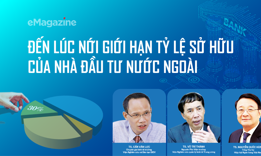 Trong bối cảnh nhu cầu vốn của ngân hàng tăng cao nhằm đáp ứng tiêu chuẩn Basel 2, Basel 3 và nhu cầu nâng cao năng lực quản trị, công nghệ và tiếp cận thị trường của các ngân hàng ngày một gia tăng, nhiều chuyên gia cho rằng đã đến lúc xem xét nới giới hạn tỷ lệ sở hữu cổ phần của nhà đầu tư nước ngoài...