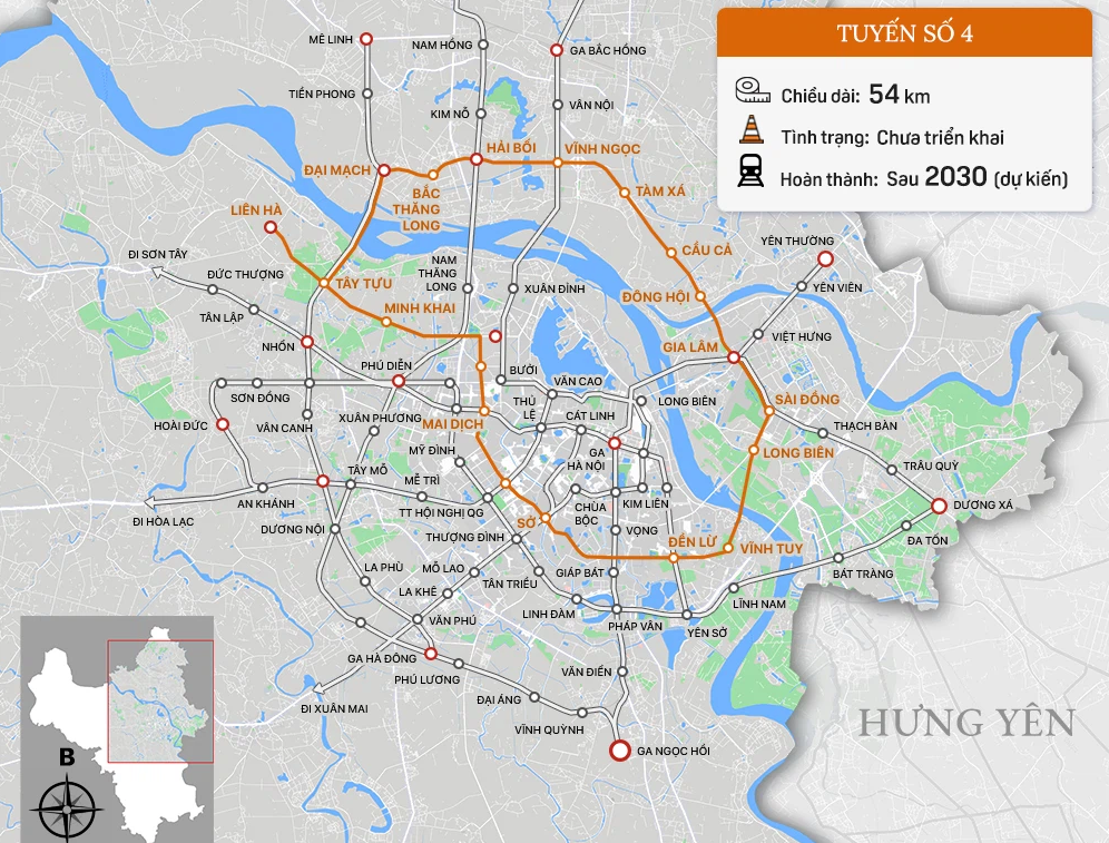 Lộ tr&igrave;nh tuyến đường sắt tr&ecirc;n cao số 4.