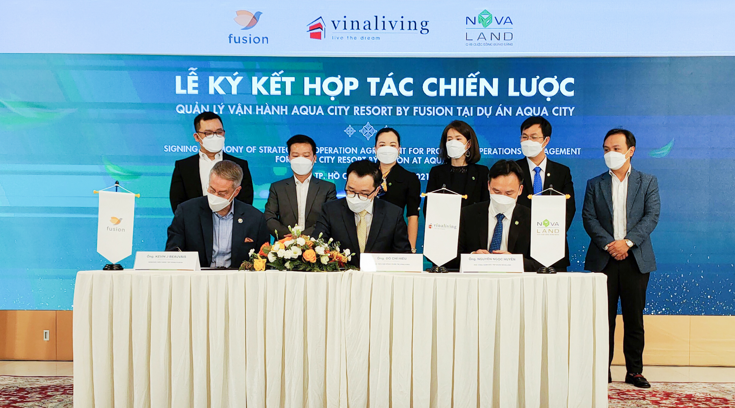 Tập đoàn Novaland và VinaLiving ký kết hợp tác với Fusion Hotel Group để quản lý vận hành khu nghỉ dưỡng Aqua City Resort by fusion tại Aqua City.