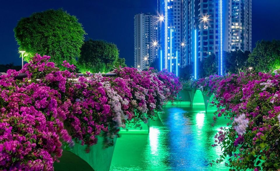 Cầu Thuỷ Tiên, 1 trong 3 cây cầu Ecopark bắn pháo hoa trong đêm giao thừa.