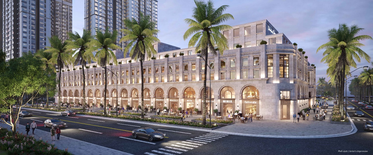 Đại lộ giải tr&iacute; Malibu Walk giữa trung t&acirc;m dự &aacute;n.