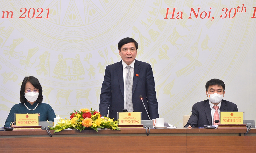 Tổng Thư ký Quốc hội, Chủ nhiệm Văn phòng Quốc hội Bùi Văn Cường chủ trì Họp báo về dự kiến chương trình Kỳ họp bất thường lần thứ Nhất, Quốc hội khóa XV Ảnh: Quochoi.vn