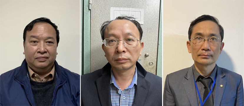 Các bị can lần lượt: Nguyễn Minh Tuấn; Nguyễn Nam Liên; Trịnh Thanh Hùng - Ảnh: Bộ Công an