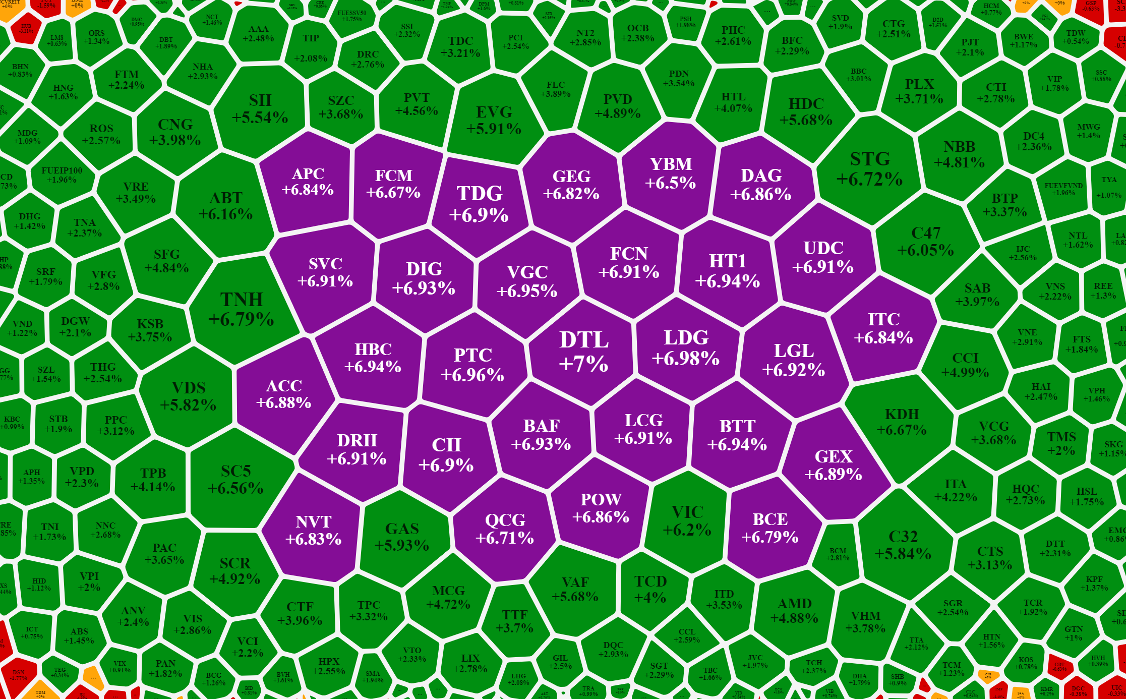 Midcap v&agrave; Penny nhiều m&atilde; tăng dữ dội h&ocirc;m nay.