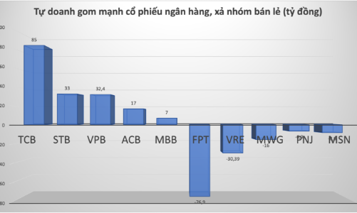 Tự doanh đẩy mạnh gom cổ phiếu ngân hàng, xả bán lẻ và nhóm hưởng lợi đầu tư công