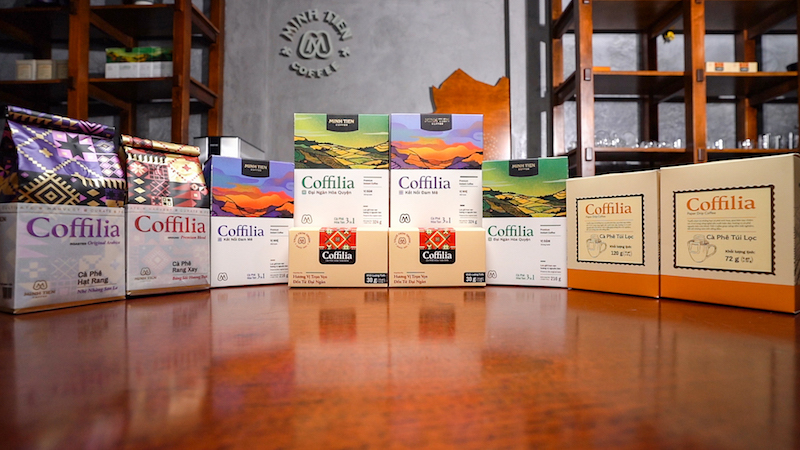 Các sản phẩm cà phê Coffilia của Tập đoàn Cà phê Minh Tiến.