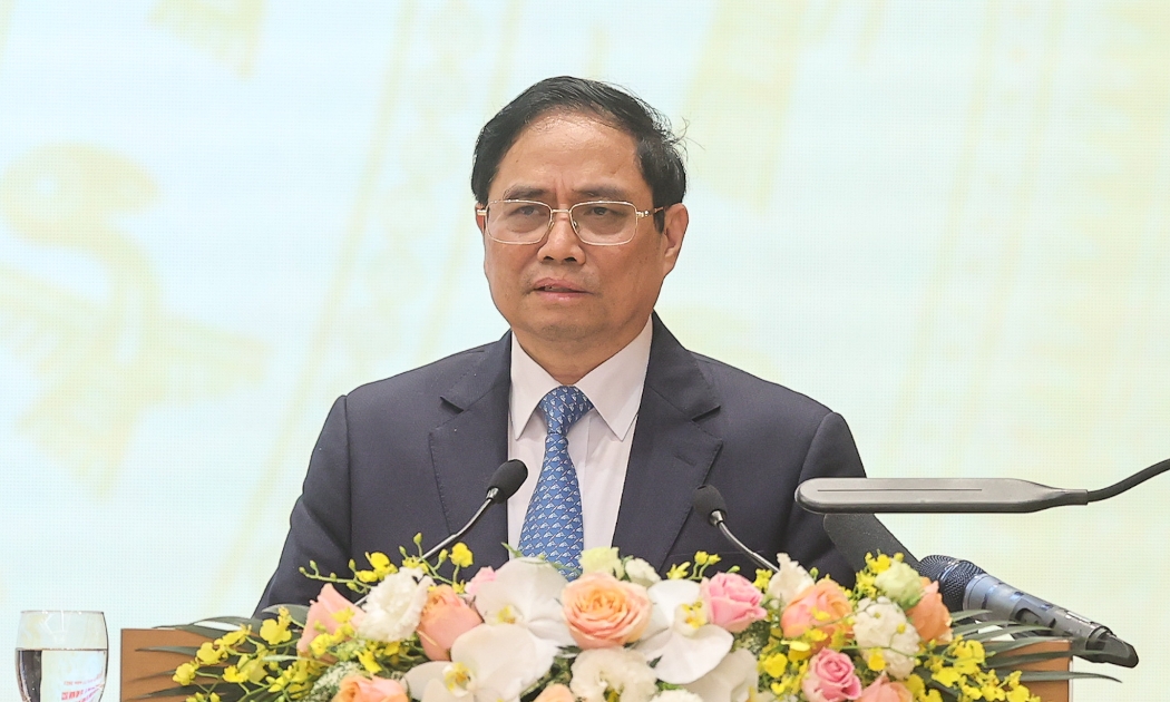 Thủ tướng Phạm Minh Chính phát biểu kết luận hội nghị - Ảnh: VGP