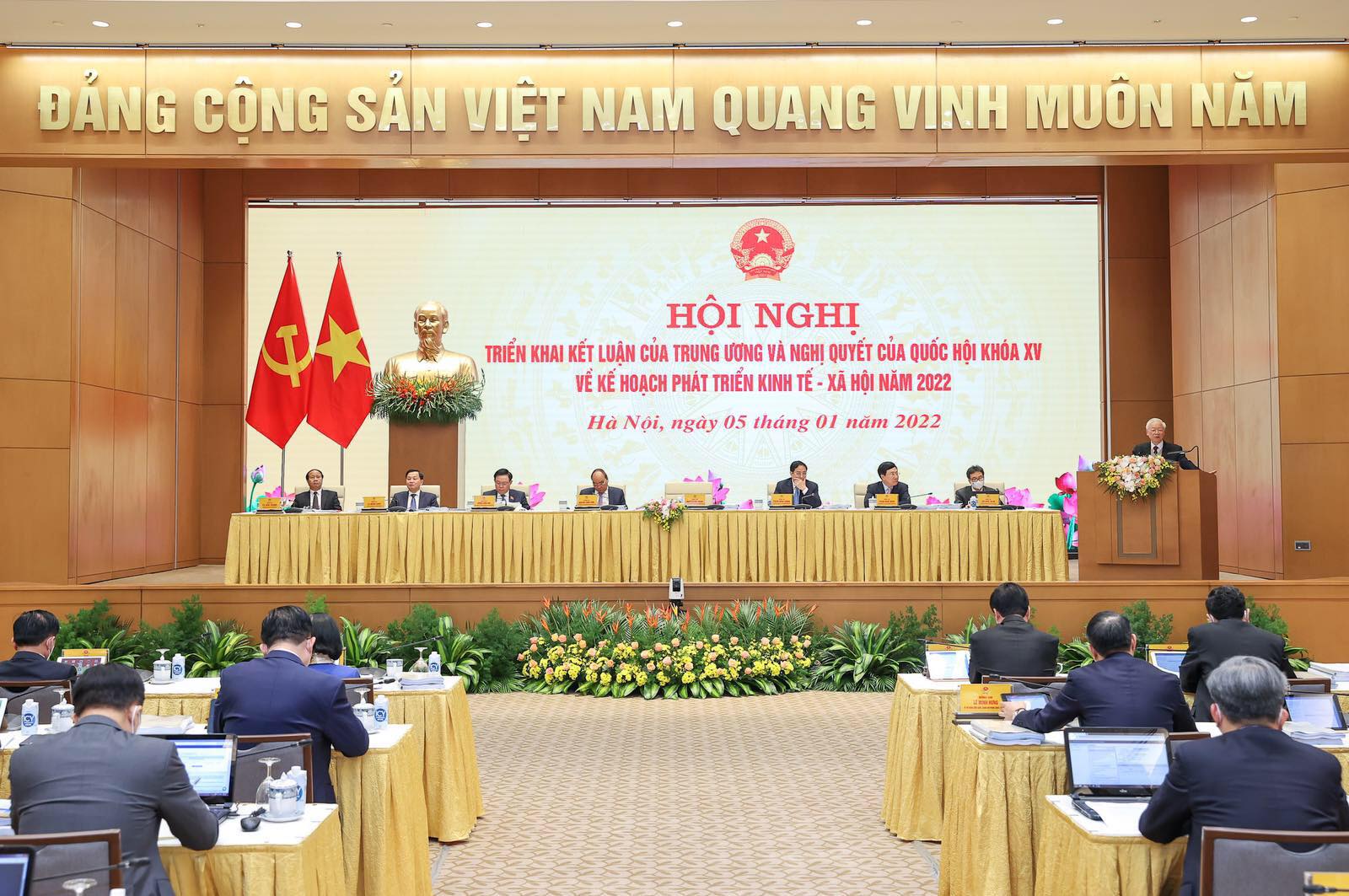 To&agrave;n cảnh hội nghị s&aacute;ng ng&agrave;y 5/1 - Ảnh: VGP