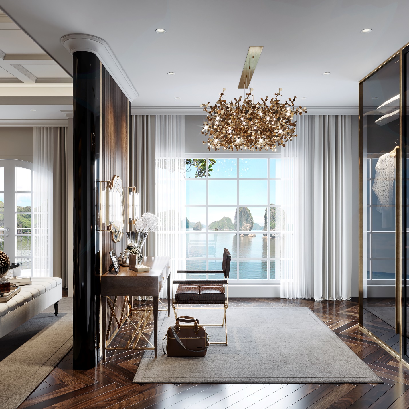 Tầm nhìn ngoạn mục, cảnh quan vô thực từ cửa sổ dinh thự The Sapphire Mansions.