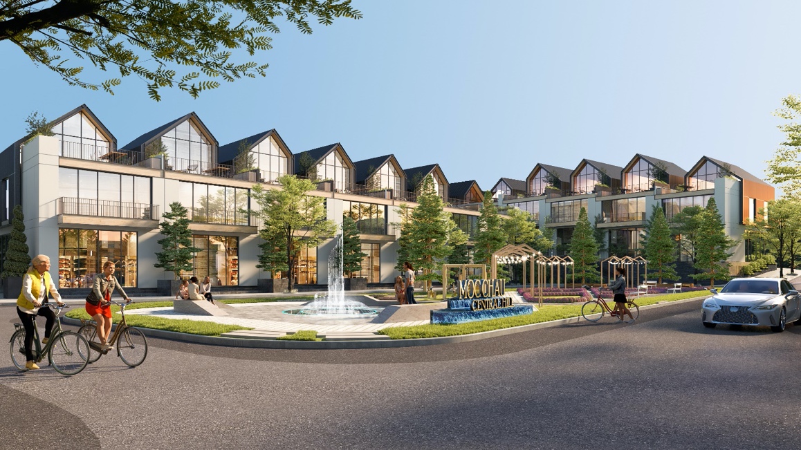 Mô hình nhà phố Châu Âu tại Moc Chau Central Hill thiết lập tiêu chuẩn sống thượng lưu mới.