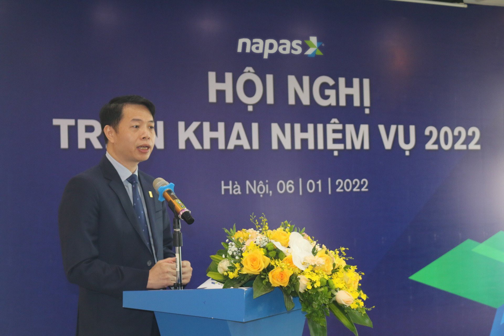 Ông Nguyễn Quang Hưng, Chủ tịch Hội đồng quản trị NAPAS phát biểu tại hội nghị