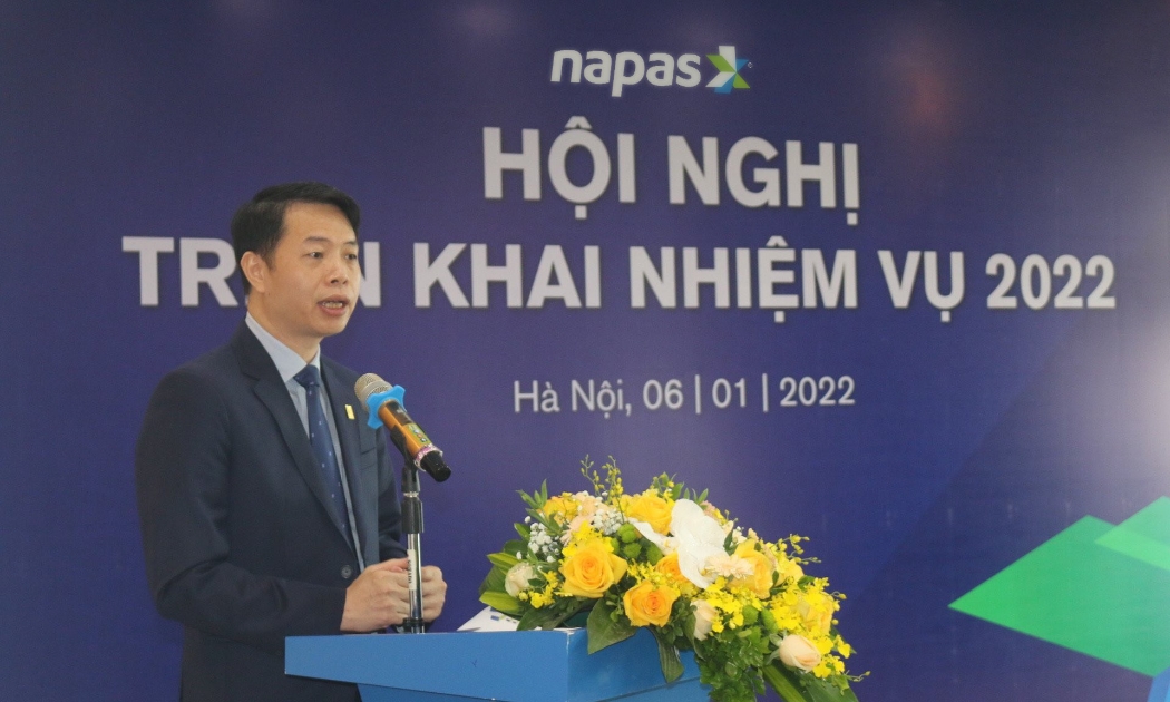 Ông Nguyễn Quang Hưng, Chủ tịch Hội đồng quản trị NAPAS phát biểu tại hội nghị