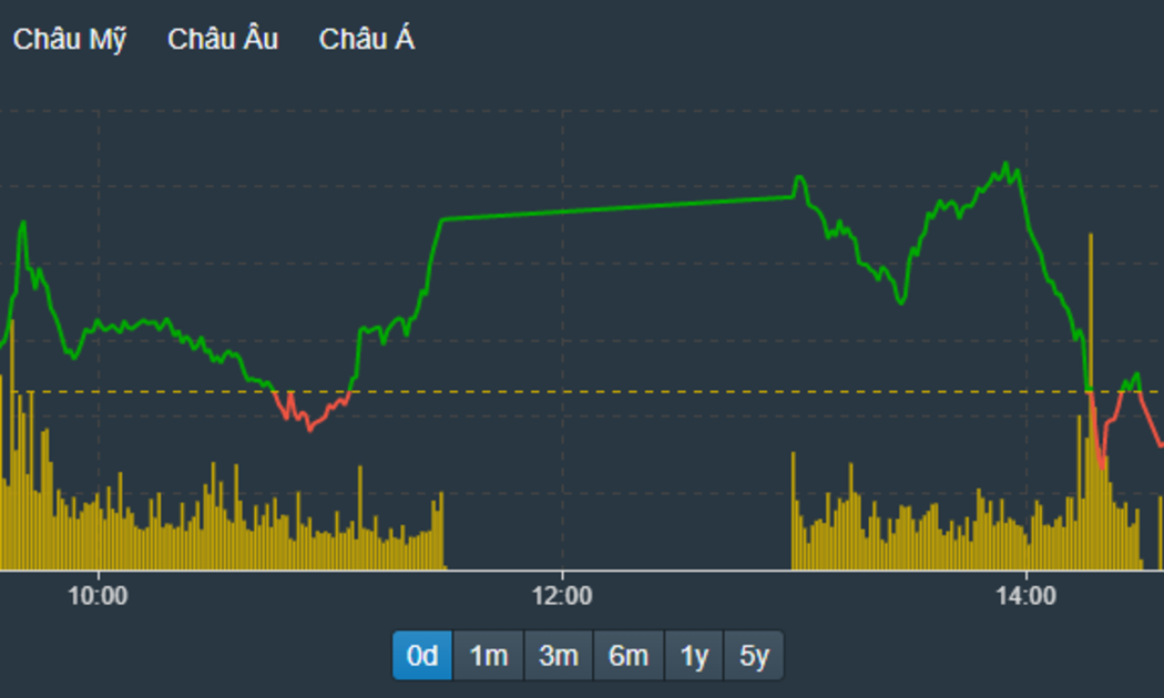 VN30-Index rơi về sát đáy buổi sáng trong nhịp rung lắc chiều nay.