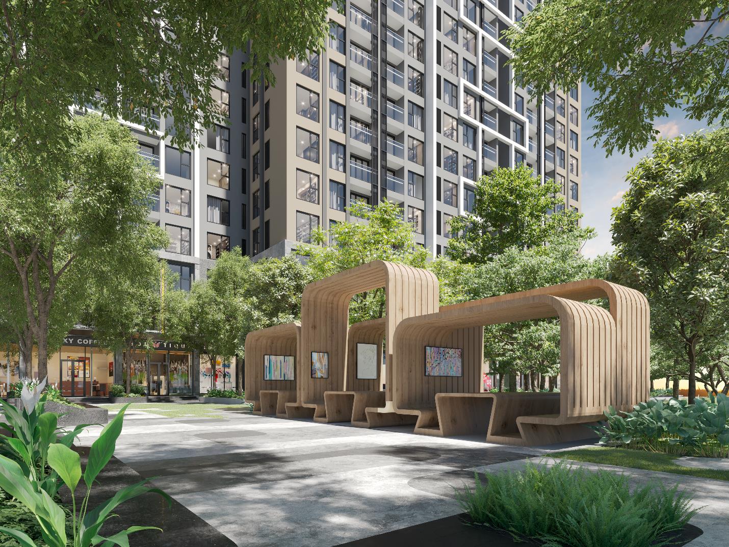 Kh&ocirc;ng gian l&agrave;m việc ngo&agrave;i trời gi&uacute;p tạo n&ecirc;n c&aacute;c &yacute; tưởng s&aacute;ng tạo trong c&ocirc;ng việc. Ảnh: Masterise Homes.