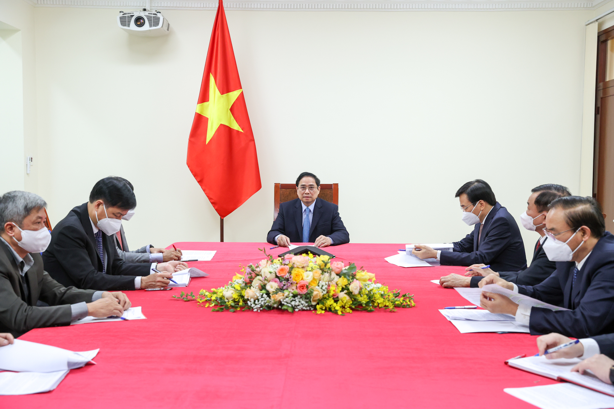 Về vấn đề biên giới lãnh thổ, Thủ tướng Chính phủ Phạm Minh Chính đề nghị hai bên tiếp tục thực hiện tốt 3 văn kiện pháp lý về biên giới trên đất liền Việt Nam - Trung Quốc - Ảnh: VGP