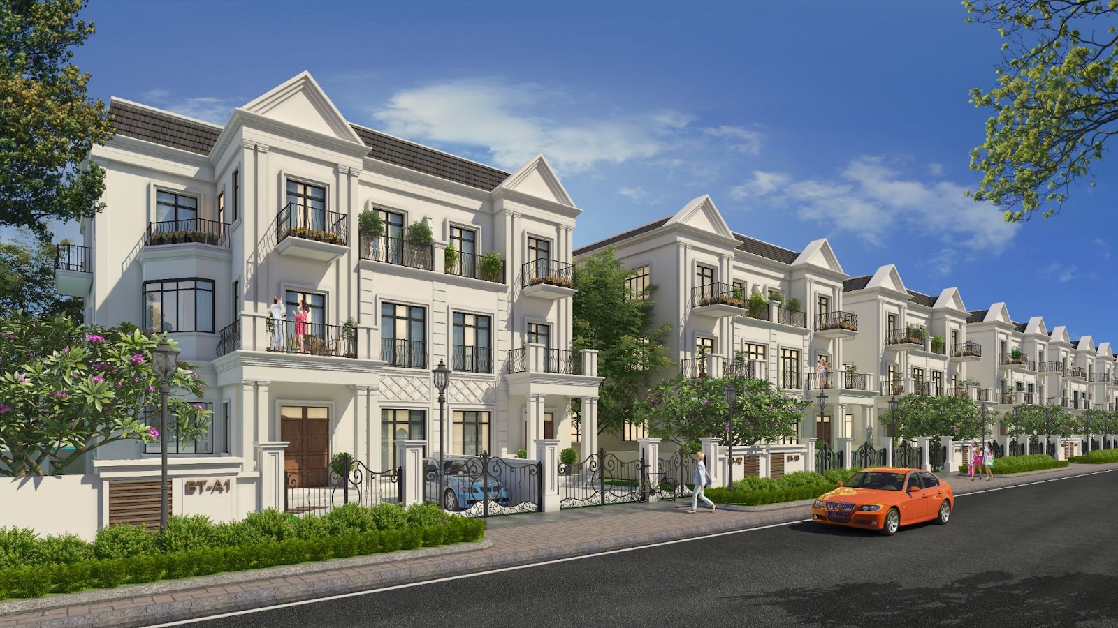 Phối cảnh Biệt thự Song lập Geneva với thiết kế tân cổ điển.