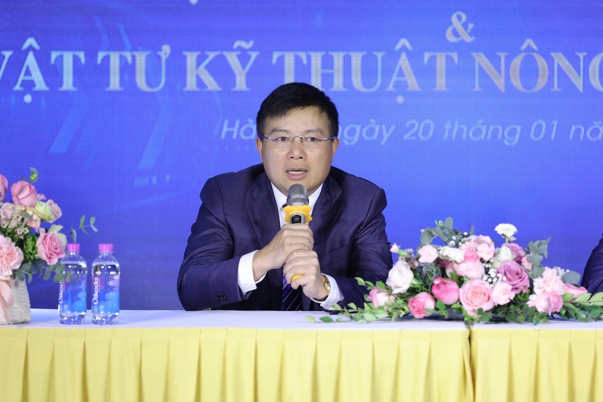 &Ocirc;ng Nguyễn Văn Sang - Chủ tịch Hội đồng Quản trị Tập đo&agrave;n FIT - C&ocirc;ng ty mẹ của TSC ph&aacute;t biểu tại lế k&yacute; kết.