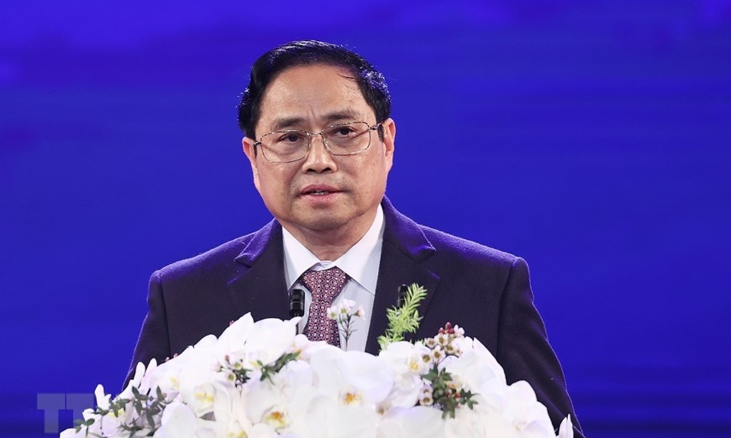 Thủ tướng Phạm Minh Chính phát biểu tại lễ trao giải thưởng Vinfuture lần thứ nhất - Ảnh: TTXVN
