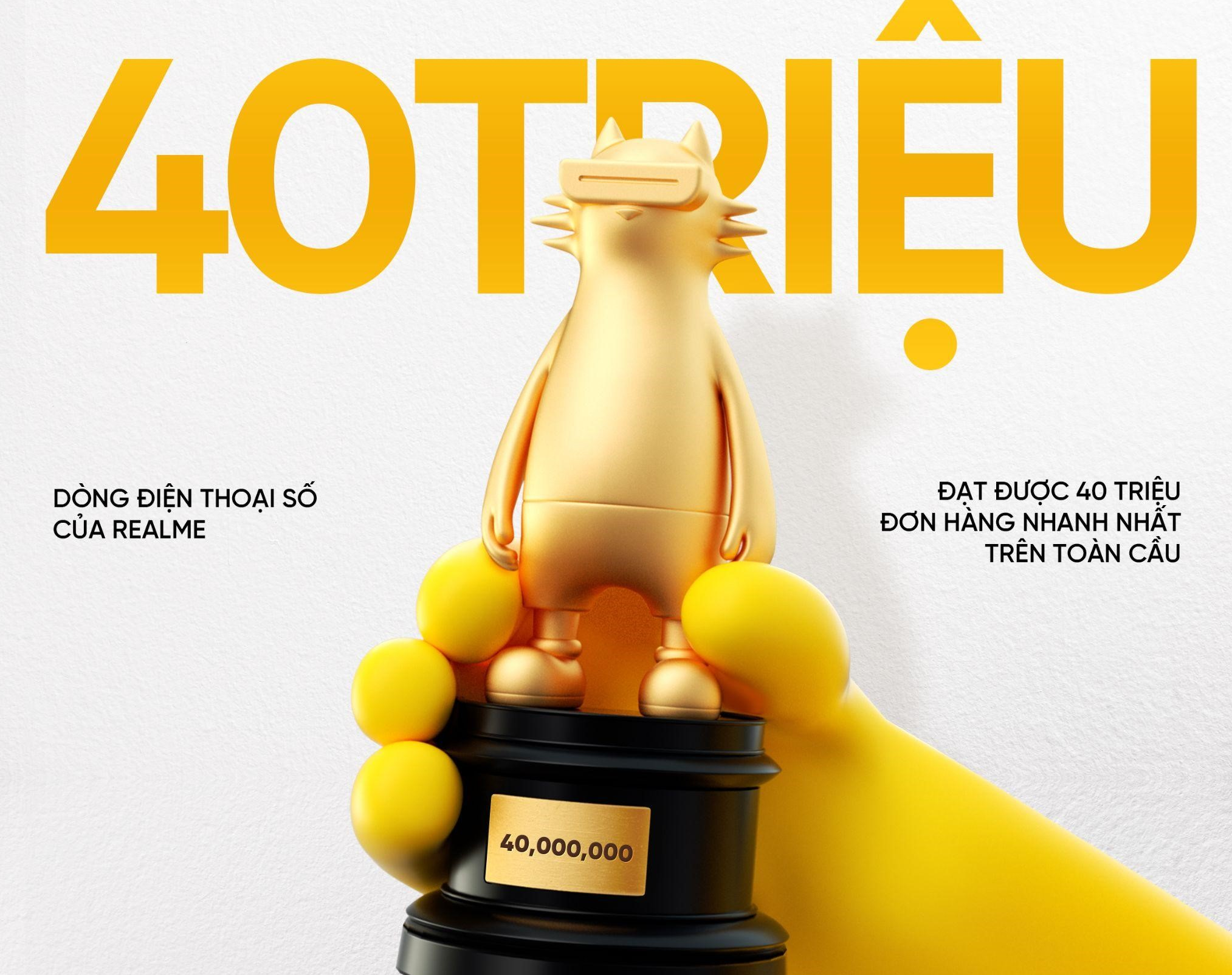 Dòng Rrealme "Number" đạt cột mốc 40 triệu sản phẩm bán ra nhanh nhất trên thế giới (nguồn: Strategy Analytics).