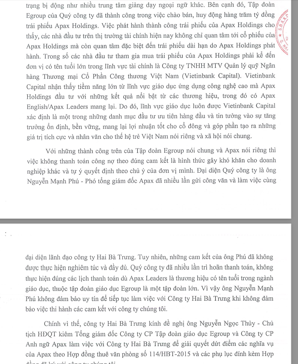 Apax nhiều lần đề nghị Shark Thuỷ làm việc cùng song không nhận được sự hợp tác.