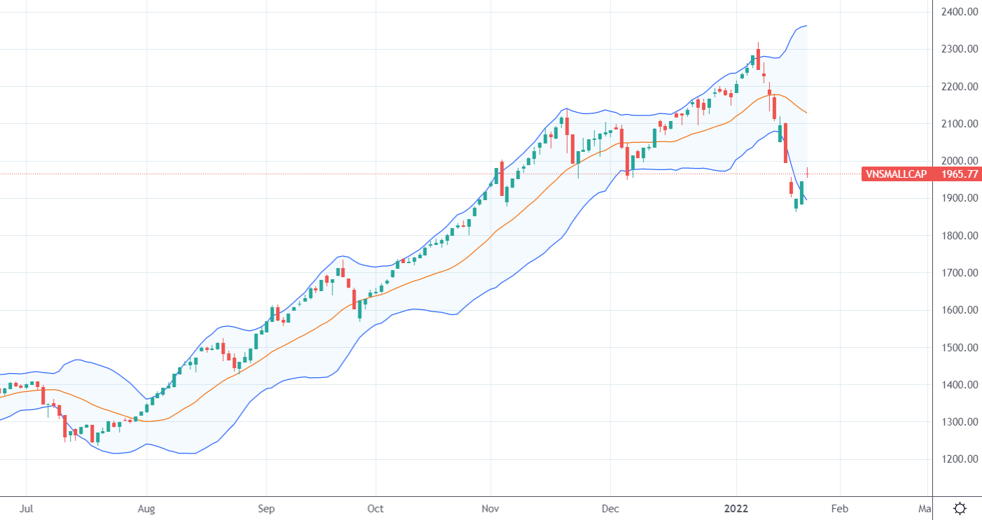 Chỉ số VNSmallcap thể hiện rõ nhịp lao dốc nặng của nhóm cổ phiếu đầu cơ nhỏ.