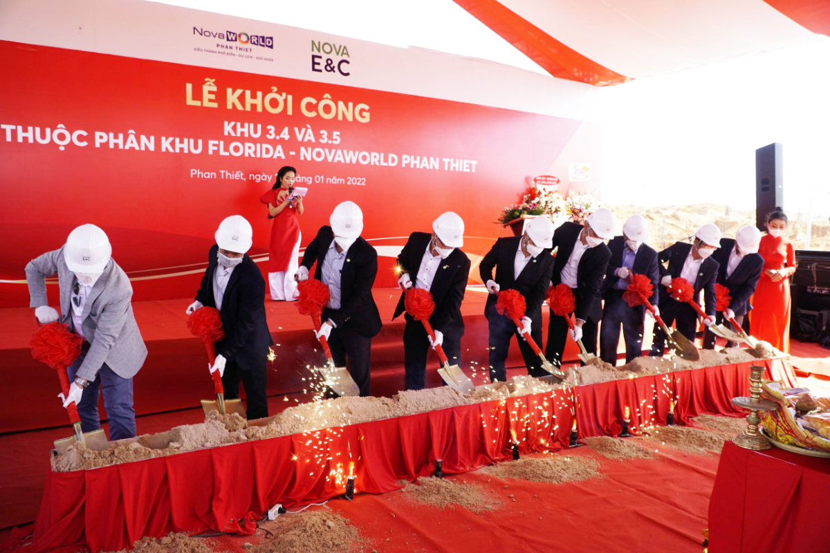 Trước đ&oacute;, Nova E&C đ&atilde; khởi c&ocirc;ng khu 3.4 v&agrave; 3.5 thuộc ph&acirc;n khu Florida - NovaWorld Phan Thiet.