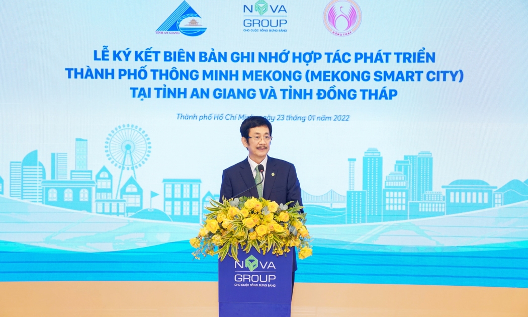 Ông Bùi Thành Nhơn - Chủ tịch Hội đồng Quản trị NovaGroup phát biểu tại sự kiện.