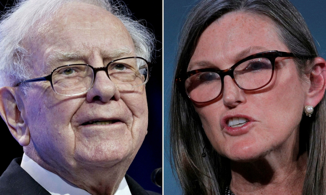 Tỷ phú Warren Buffett và bà Cathie Wood - Ảnh: FT