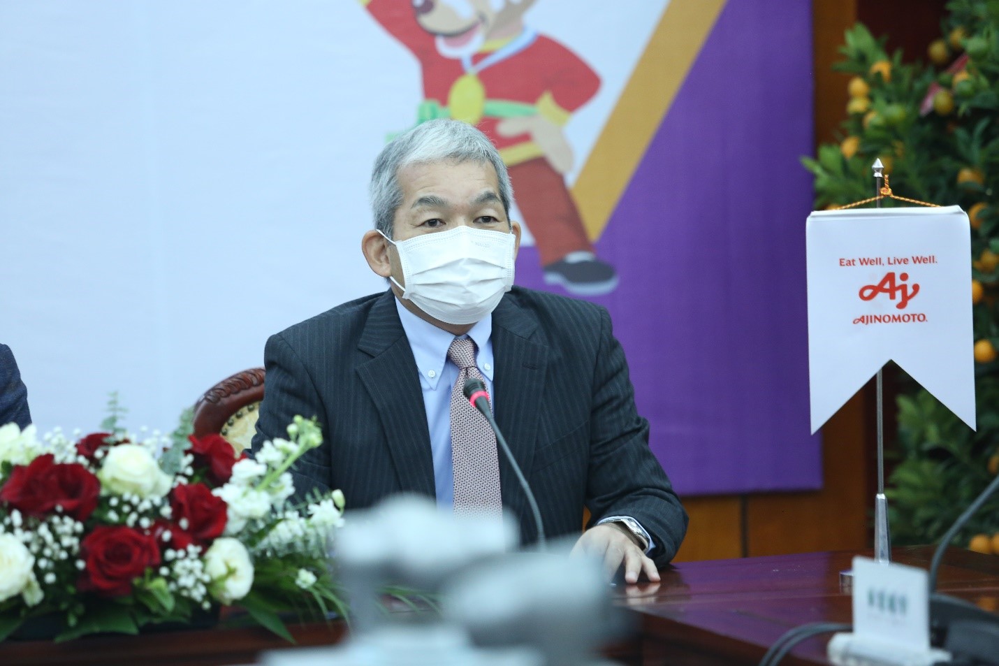 Ông Keiji Kaneko - Tổng giám đốc Công ty Ajinomoto Việt Nam phát biểu tại lễ kí kết.