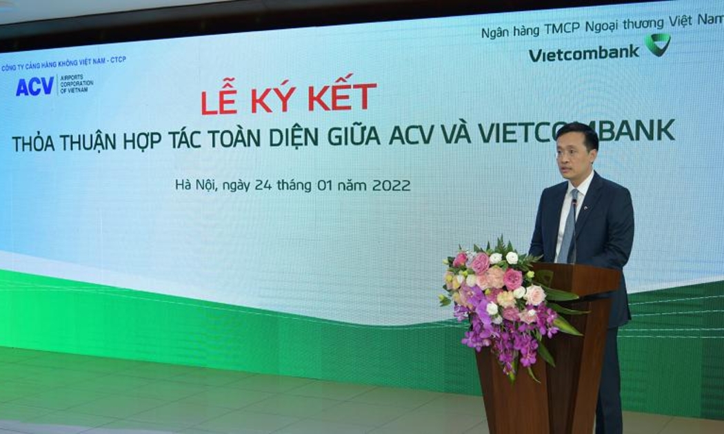 Ông Phạm Quang Dũng - Chủ tịch Hội đồng Quản trị Vietcombank phát biểu tại Lễ ký kết.