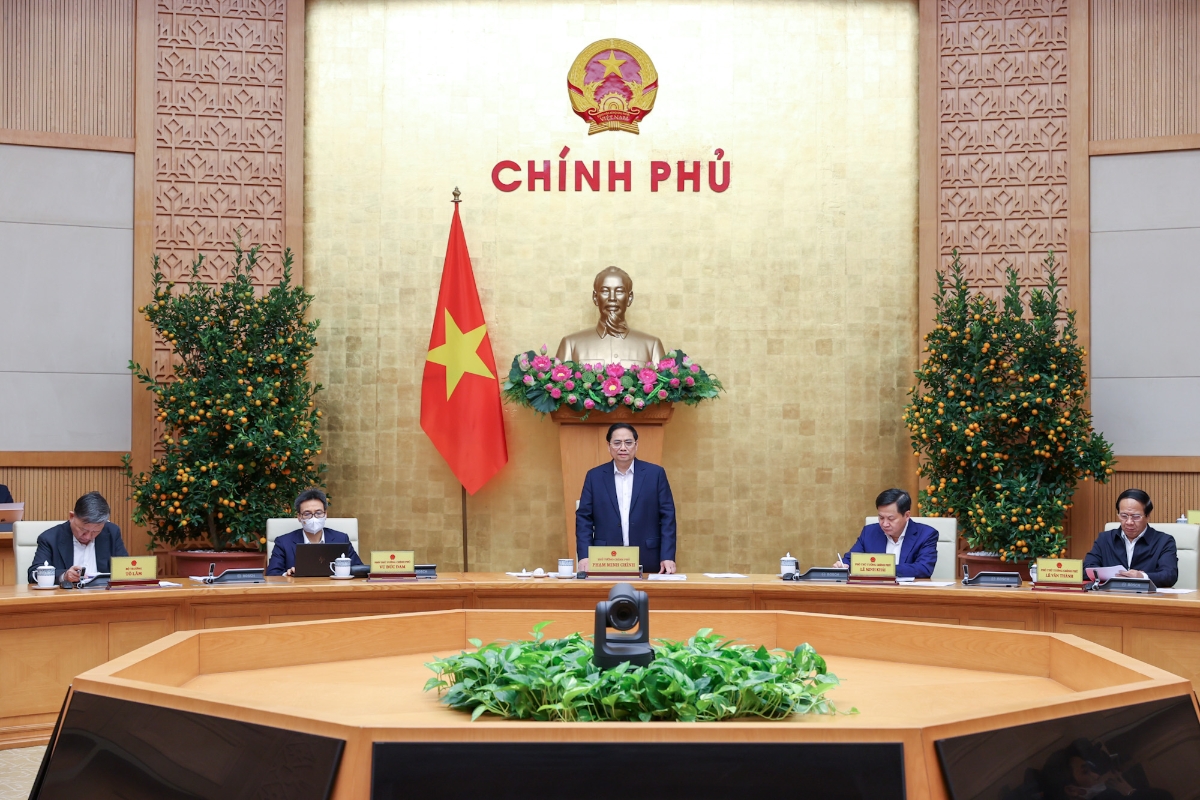 Thủ tướng Phạm Minh Chính phát biểu tại phiên họp - Ảnh: VGP