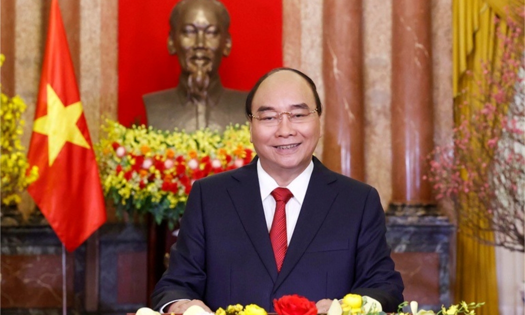 Chủ tịch nước Nguyễn Xuân Phúc chúc mừng năm mới 2022 - Ảnh: VTV