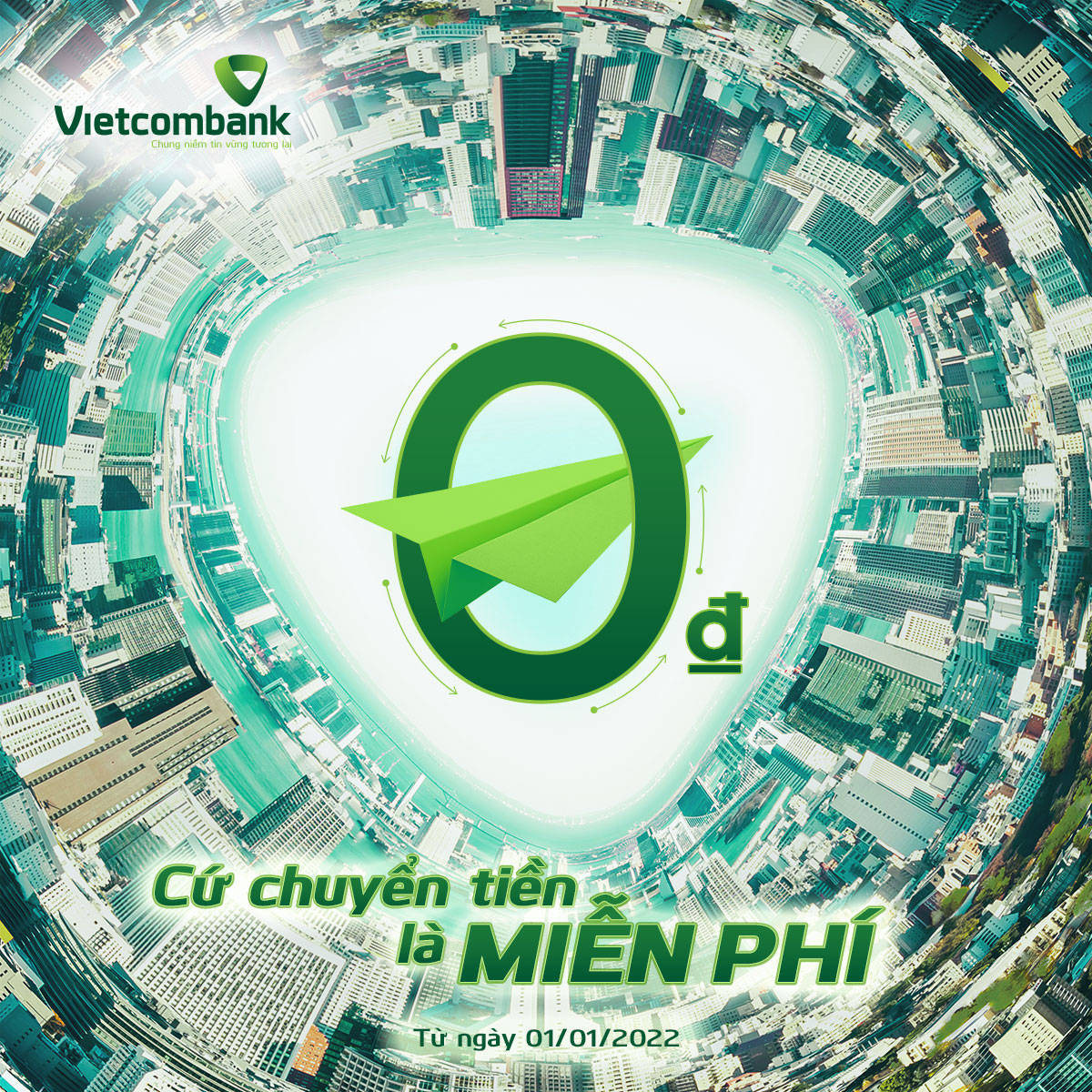 Vietcombank miễn phí toàn bộ phí chuyển tiền và duy trì dịch vụ trên VCB Digibank từ 1/1/2022.