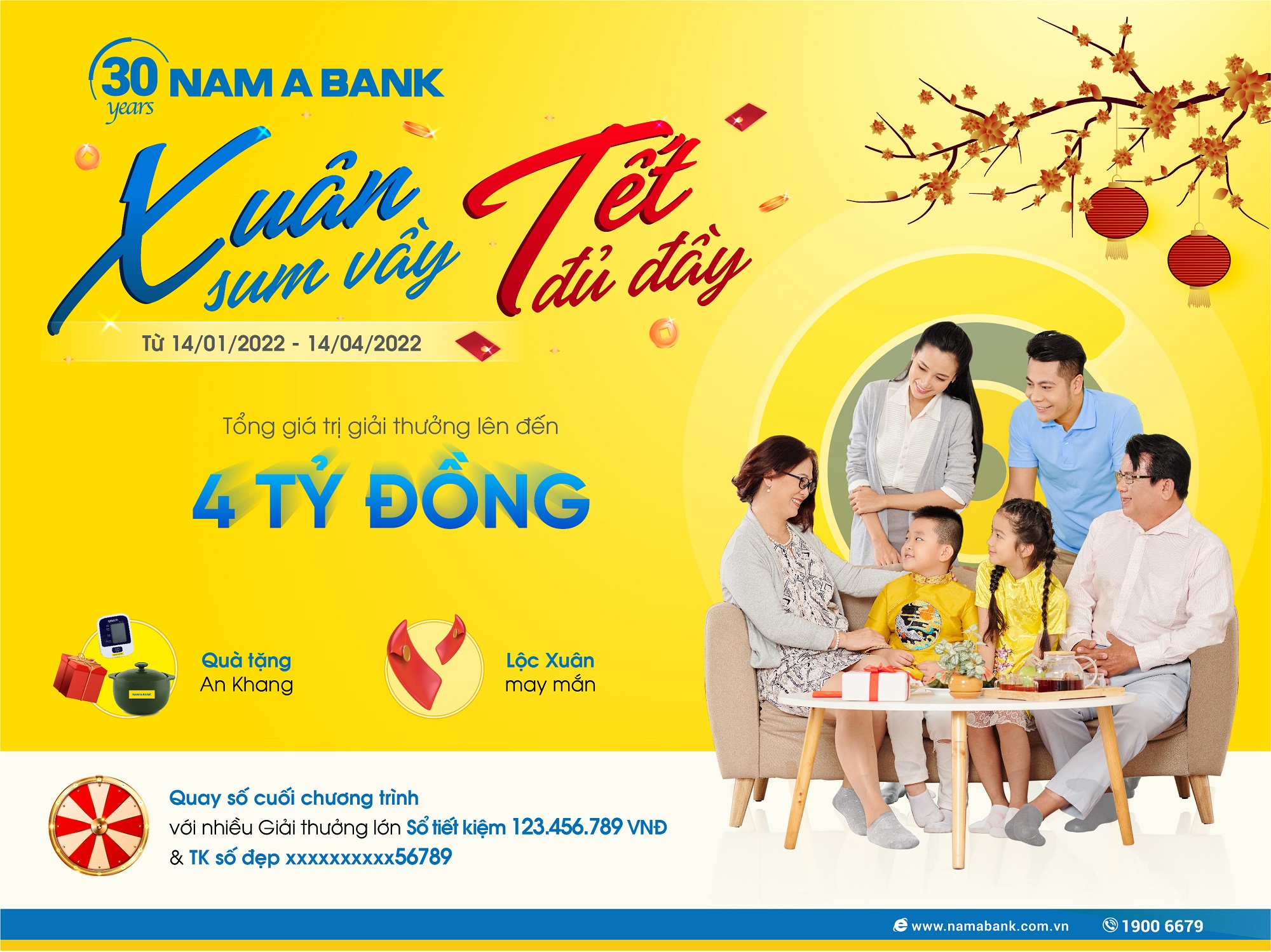 Nam A Bank đang triển khai chương trình “Xuân sum vầy, Tết đủ đầy” với tổng giá trị lên đến 4 tỷ đồng.