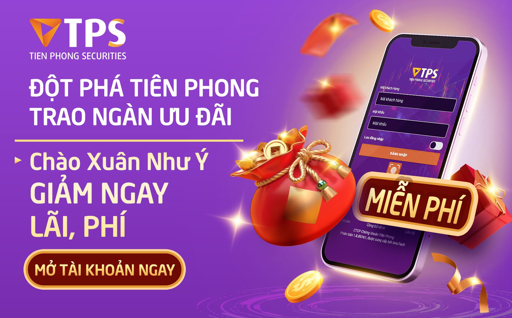 Nhiều ưu đãi hấp dẫn cho khách hàng mở mới tài khoản chứng khoán qua eKYC và tham gia giao dịch tại TPS đầu Xuân 2022.